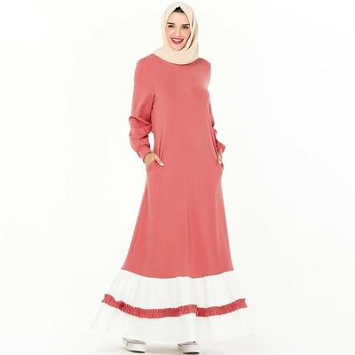 Модная толстовка с карманом Арабское платье с длинным рукавом Вышитое длинное платье (без платка)