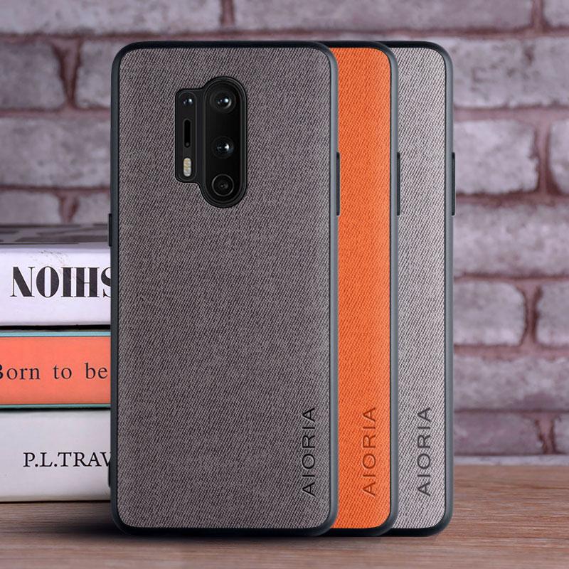 Textile Leather Case for Oneplus 8 Pro 8T soft TPU with back hard PC material camera protection design cover