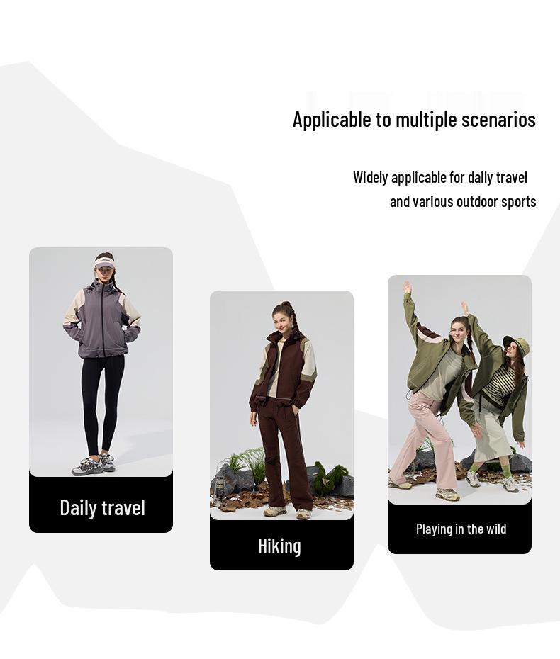 Lotus Leaf Colorblock Softshell Jacket: Water-Repellent, Elastic Hem, Fleece-Lined, Stand Collar