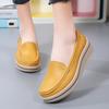 Women Genuine Leather Rocker Shoes Slip-on Loafers Casual Walking Shoes Mother Shoes Wedge Heels Platform Footwear