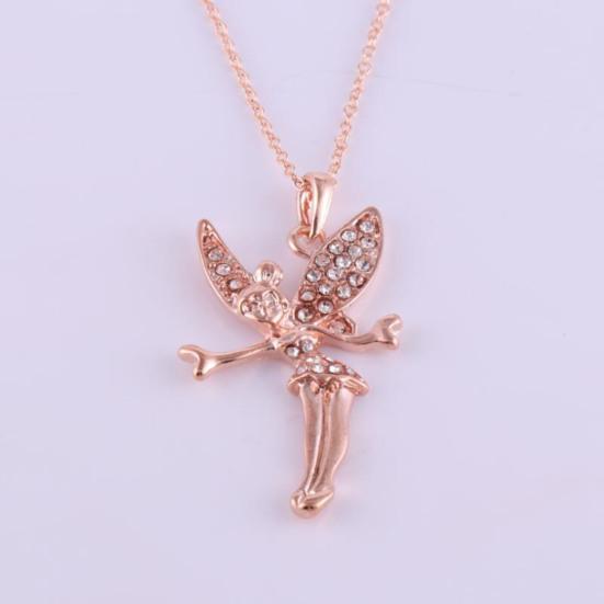 Ожерелье с подвеской в виде крыла девушки-ангела, блестящие стразы, инкрустированные подвеской, не выцветающие, яркие