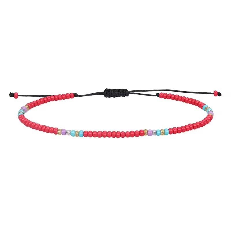Ручная работа Богемный многоцветный веревочный красочный рисовый браслет из бусин восковая нить плетеный браслет дружбы для женщин вечеринка