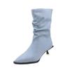 New Fashion Solid Color Stiletto Pointed Toe Women's Boots Solid Color Versatile Slip-on Women's Shoes Spring and Autumn