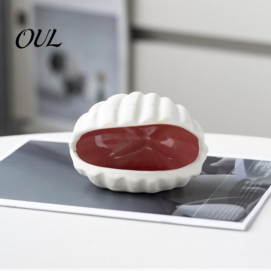 Decorative Vanity Tray Ocean Theme Ceramic Jewelry for Rings Earrings Necklaces, Necklace Display Plate Shell/Conch Trinket Dish, Creative Desktop