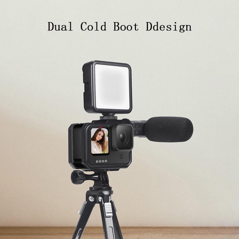 Алюминиевый каркасный чехол для GoPro 13 12 11 10 Металлическая клетка Быстросъемное крепление с Холодным башмаком Полностью защитный каркасный чехол Аксессуары