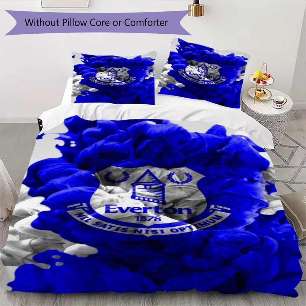 Everton FC Pattern Bedding uilt Set uilt Cover Pillowcase Home Decoration Birthday Gift (1 * duvet cover + 2 * pillowcase without core)41