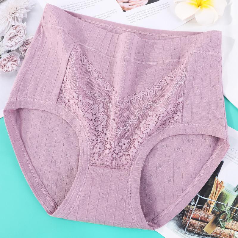 Plus Size Women's Summer Thin Cotton Middle Aged and Elderly High Waisted Panties