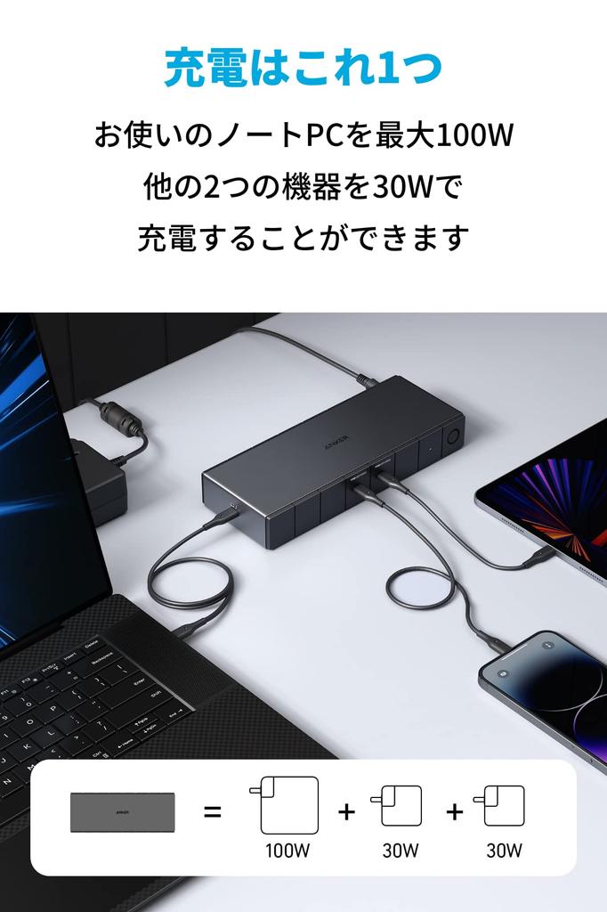 Anker 778 Thunderbolt Docking Station Thunderbolt Output 8K 4K HDMI Port DisplayPort 40Gbps Data Transfer 100W USB PD Compatible Port 1Gbps Ethernet