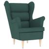 Armchair with Footstool Dark Green Fabric