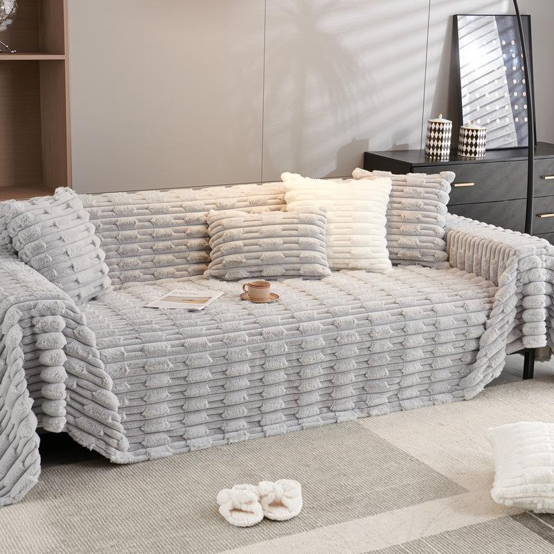 Зимний чехол для дивана из меха кролика, ультрамягкий чехол, полотенце, одеяло, плотный, универсальный, для защиты мебели, домашний декор