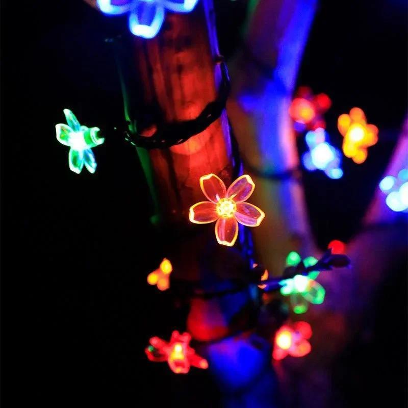 LED Festoon Cherry Blossom Garden Tree Solar Garland Wedding Party Balcony Decoration Holiday Outdoor Solar Light String