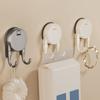 2Pcs Waterproof Suction Cup Hooks Plastic Kitchen Storage Hooks Paper Towel Double Hooks  Bathroom
