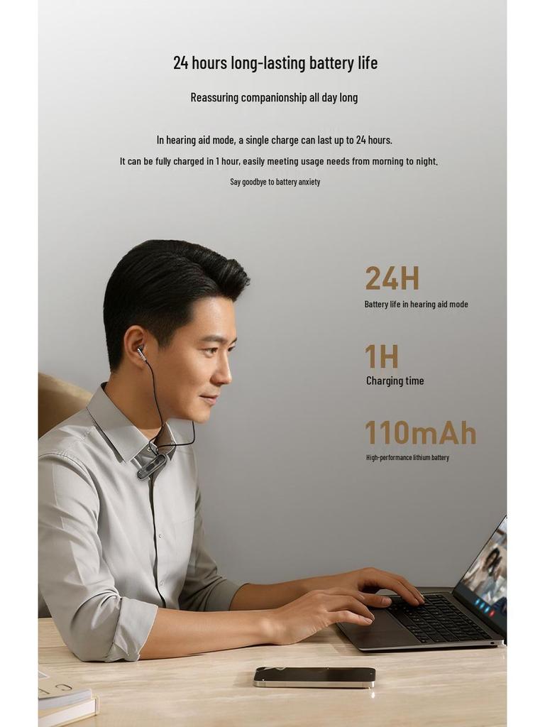 Universal Bluetooth Hearing Aid Clip-on Earphones with Long Standby and High Sound Quality