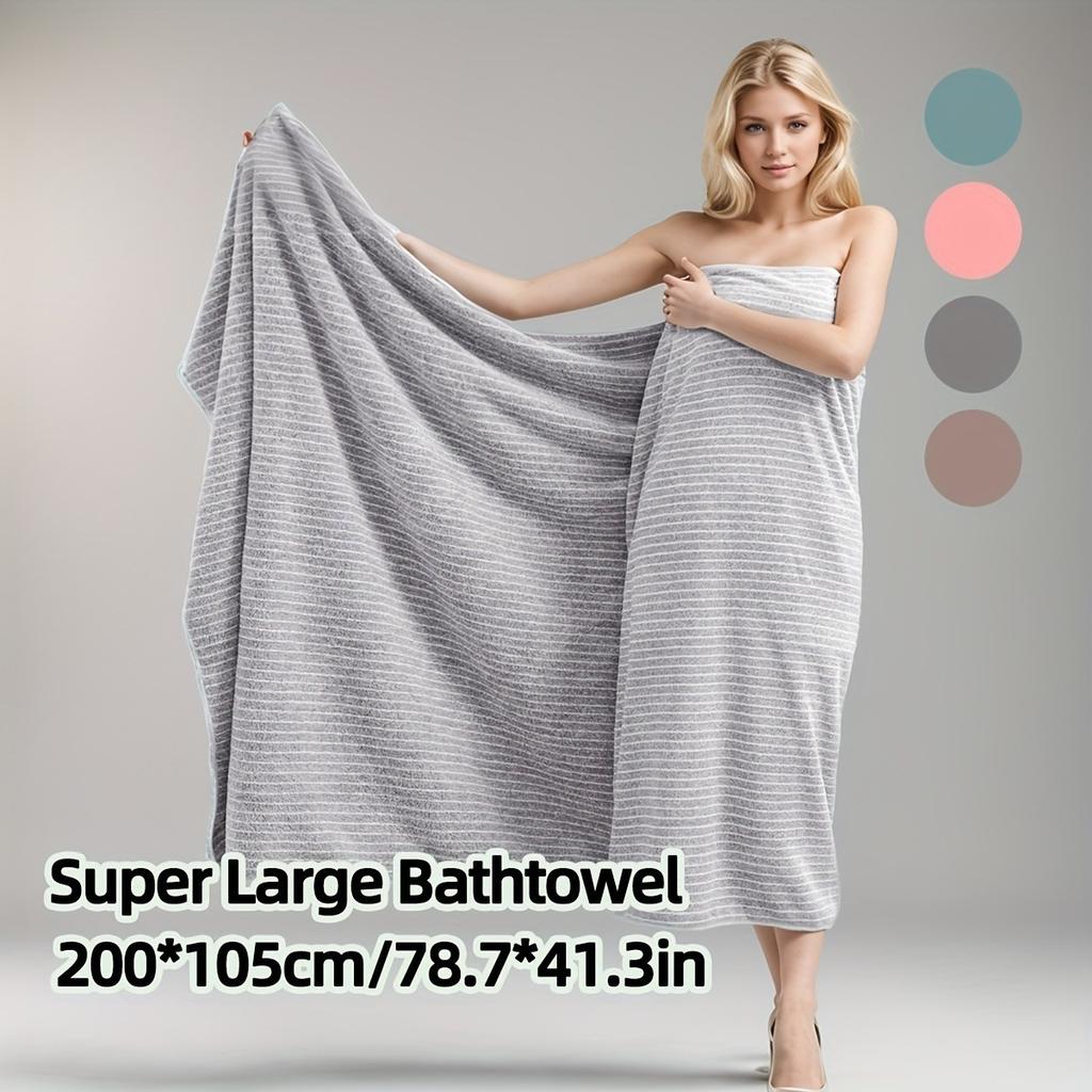 Extra Large 41.34x78.74 Inch Star Striped Bath Towel, Strong Absorbent Coral Fiber Beach Towel | Modern Bath Towel, Extra Large Bath Towel, Face Towel