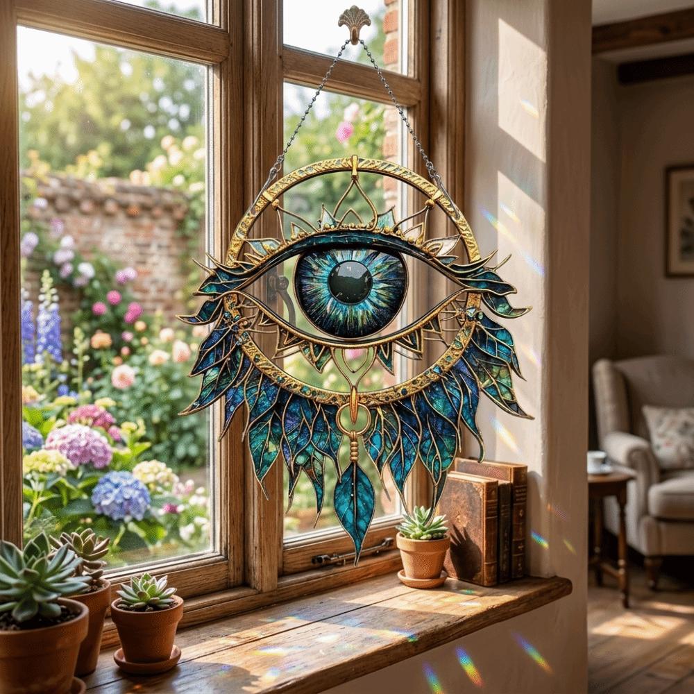 Eye Shape Evil Eye Decoration 2D Flat Hanging Pendant Wall Decoration Sun Catcher Garden Decor