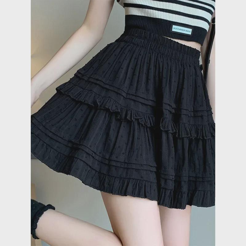 White Lace Cake Skirt: Women's Spring/Summer College Style, High-Waisted, Age-Reducing, Elegant Short Skirt