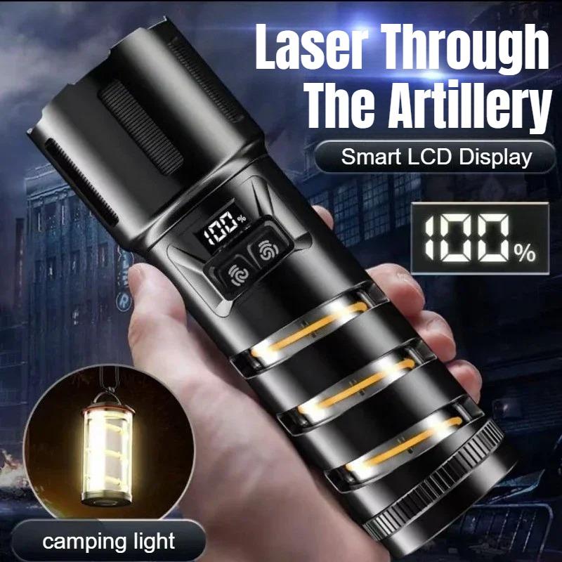 3 In 1 White Laser Flashlight Power Bank Feature IPX4 Waterproof Standard Digital Display Zoom Function Emergency Preparedness High Power
