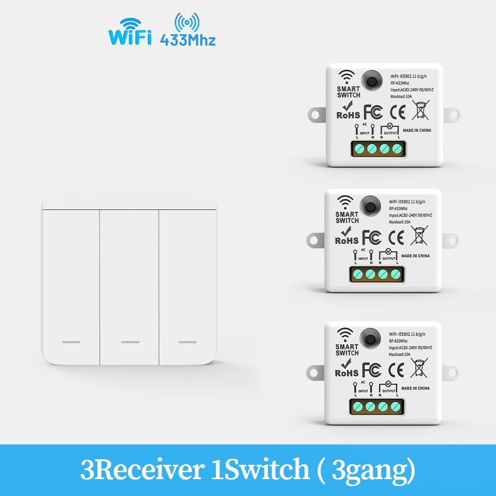 AC85-265V Wireless Smart Switch 1/2/3Gang Remote Control Switch Wall Panel Switch Home Automation