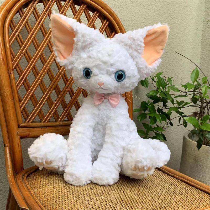 Cute Black Cat Plush Toys Pillow Khaki Curly Kuki Black Cat Devon Rex Doll Stuffed Animals Festive Gifts For Kids Birthday Girls