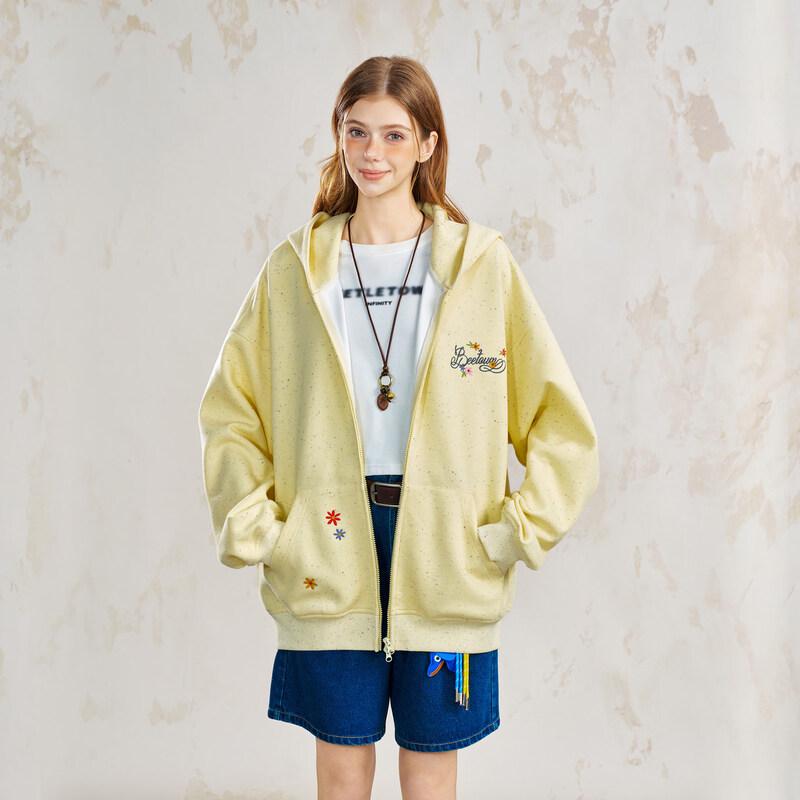 BEETLE TOWN Bear Ear Embroidered Hooded Cardigan