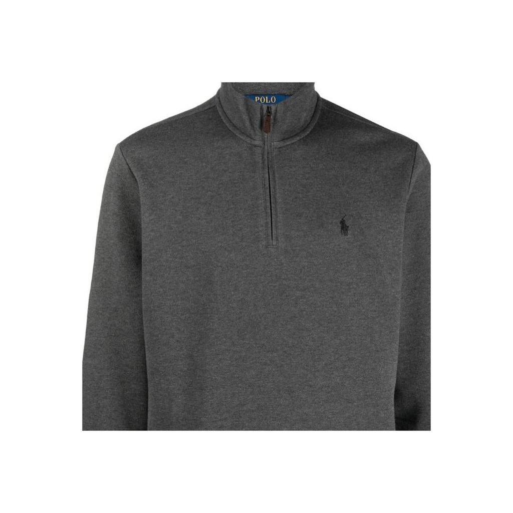 Свитер мужской Polo Ralph Lauren однотонный с логотипом, с воротником-стойкой, на молнии, с длинным рукавом, серый 710909883-003