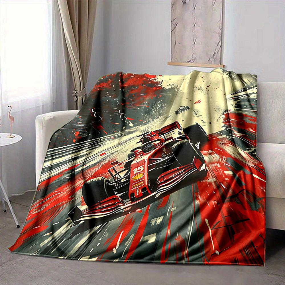 1 шт. Гоночная Формула-1 Фланелевое Пледное Одеяло HD Печать Легкое Мягкое Теплое Всесезонное Одеяло для Дивана, Кровати, Путешествий, Кемпинга Машинная Стирка