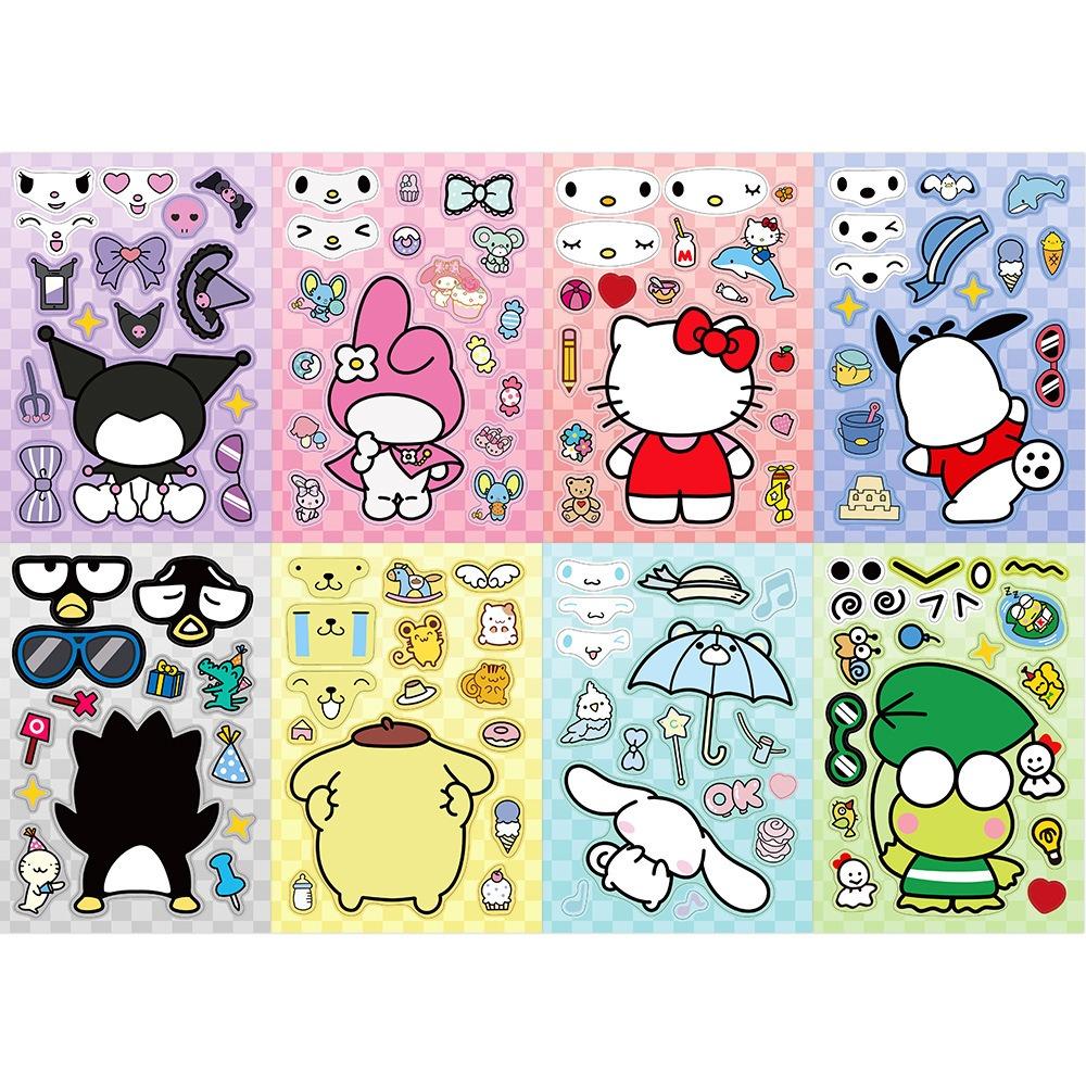 Наклейка-переодевалка Sanrio, Милый мультяшный персонаж для детей, Игрушка-пазл, Декорация DIY, Водонепроницаемая наклейка, Подарок