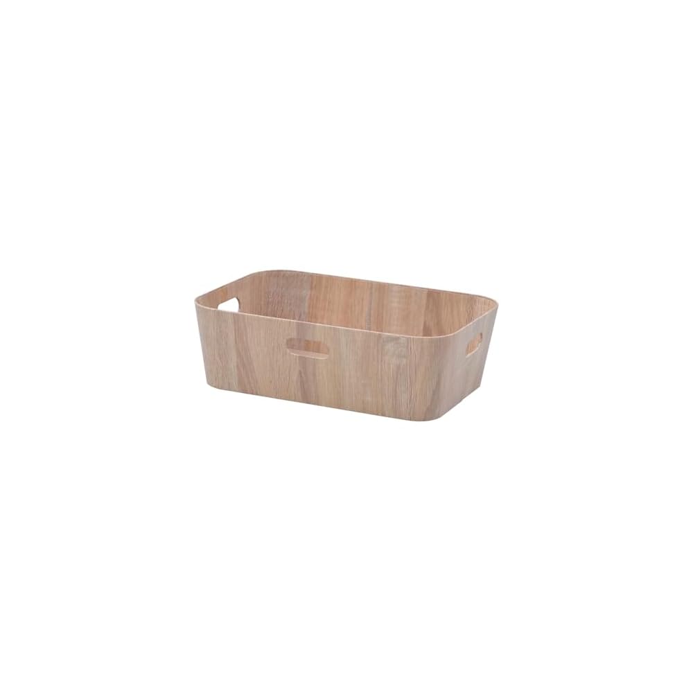 YAMAZEN Storage Box, Medium Size, Shallow, Paper, Wood Grain Finish, Lightweight, for Clothing and