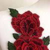 Red Embroidery Flower Applique 24*12CM Sew On Patch Floral Patches  Crafts Clothing Accessories