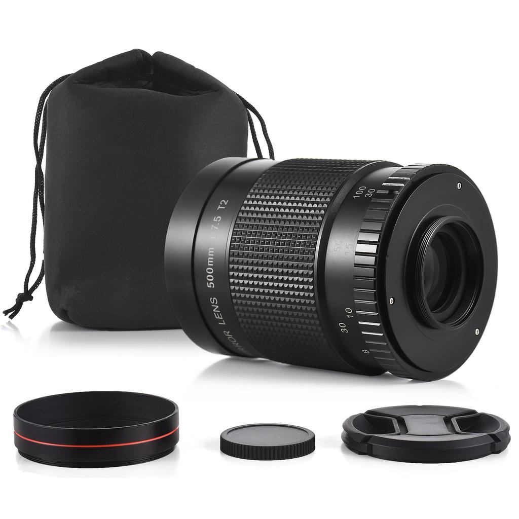 Телеобъектив с зеркальным зеркалом 500 мм F/7,5, сменное Т-образное крепление для Canon Nikon Sony Fujifilm Olympus