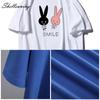 Shellsuning Cute Bunny Graphic Printed T Shirts Women Summer Casual Loose O Neck Short Sleeve Tees Female Trendy 100% Cotton Tops Lady