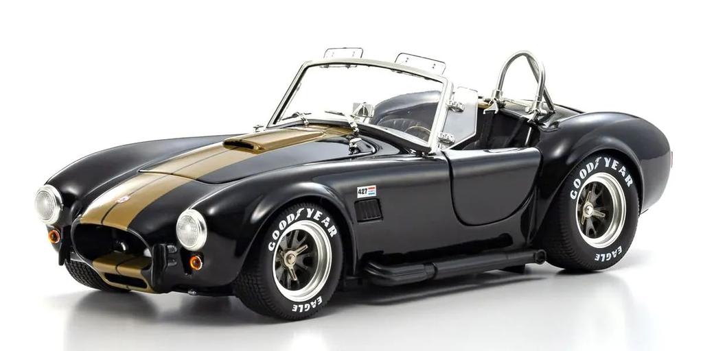 Kyosho Готовая модель Shelby Cobra в оригинальном масштабе KS08048BKG 1/18 427S/C (Черно-золотые полосы)