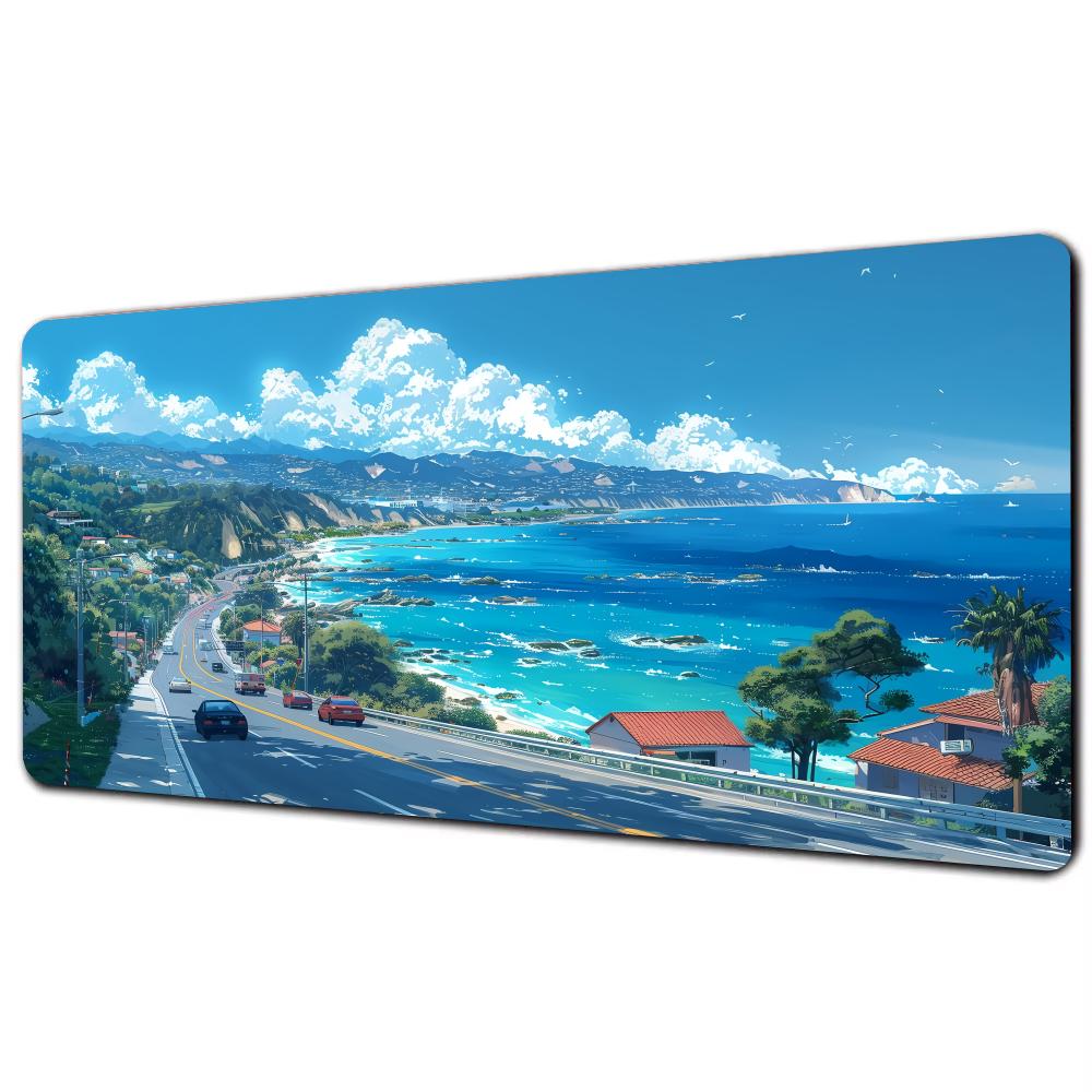 Sea Scenery Mouse Pad Desk Mat Mousepad Large Abstract Mouse Pad Gaming Deskmat with Lockedge Office Non-slip Carpet