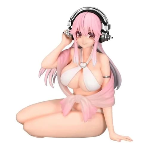 Фигурка Super Sonico Noodle Stopper, белая, в стиле бикини.