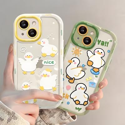 Милый мультяшный чехол для телефона с уткой для iPhone 15, чехол для iPhone 13 11 12 14 Pro Max XR XS X 7 8 Plus SE, противоударный бампер, мягкая обложка