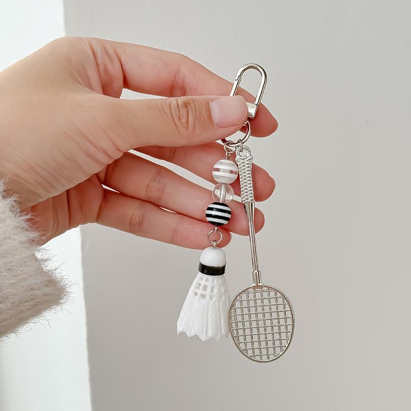 Cute Novelty Mini Badminton Racket Keychain Pendant Creative Car Key Ring Exquisite Backpack Decoration Accessories Gifts