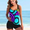 Женские купальники танкини, купальник из 2 предметов, цветной круг, купальные костюмы для отпуска