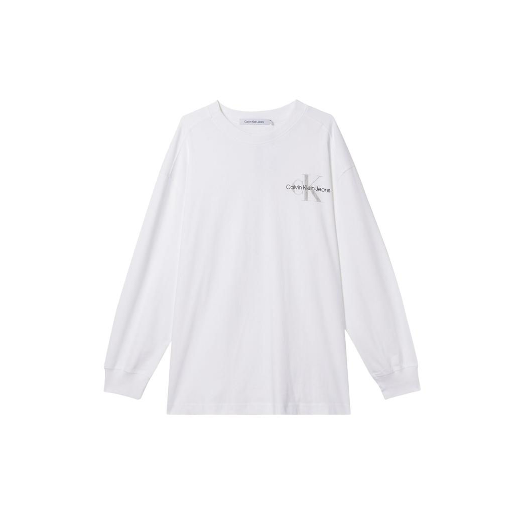 Calvin Klein Overlapping Letter Long-Sleeve T-Shirt Unisex Tops White J400192-YAF