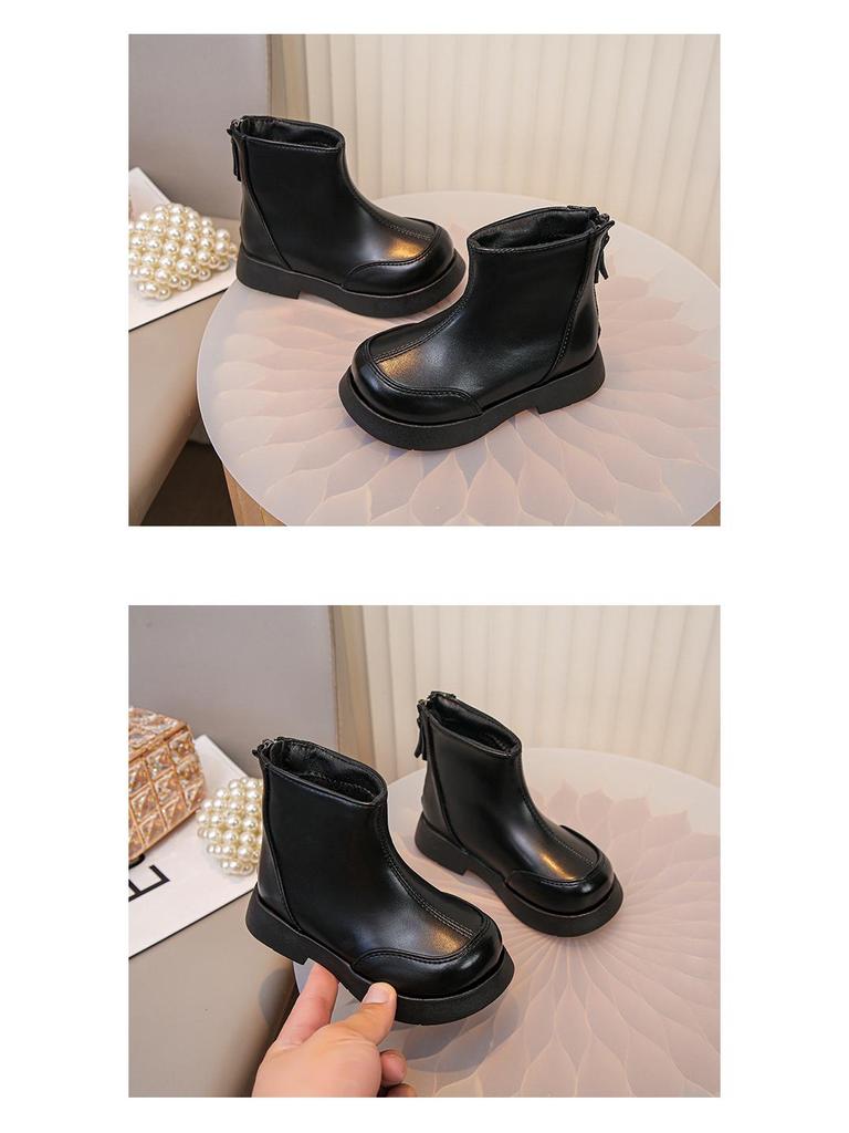 Девичьи осенне-зимние ботильоны Мартин в корейском стиле на флисовой подкладке 2025