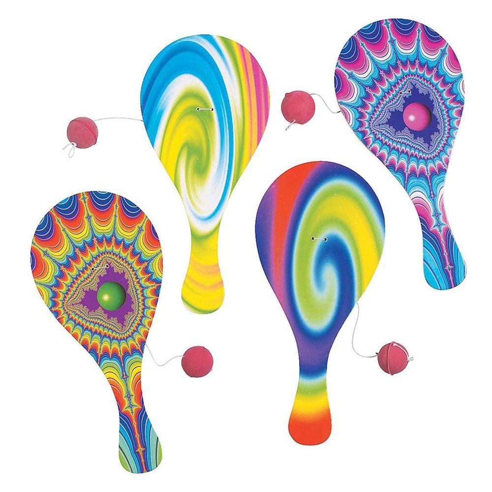 4Pcs Elastic String Paddle Ball Game Portable Wooden Target Ball Outdoor Training