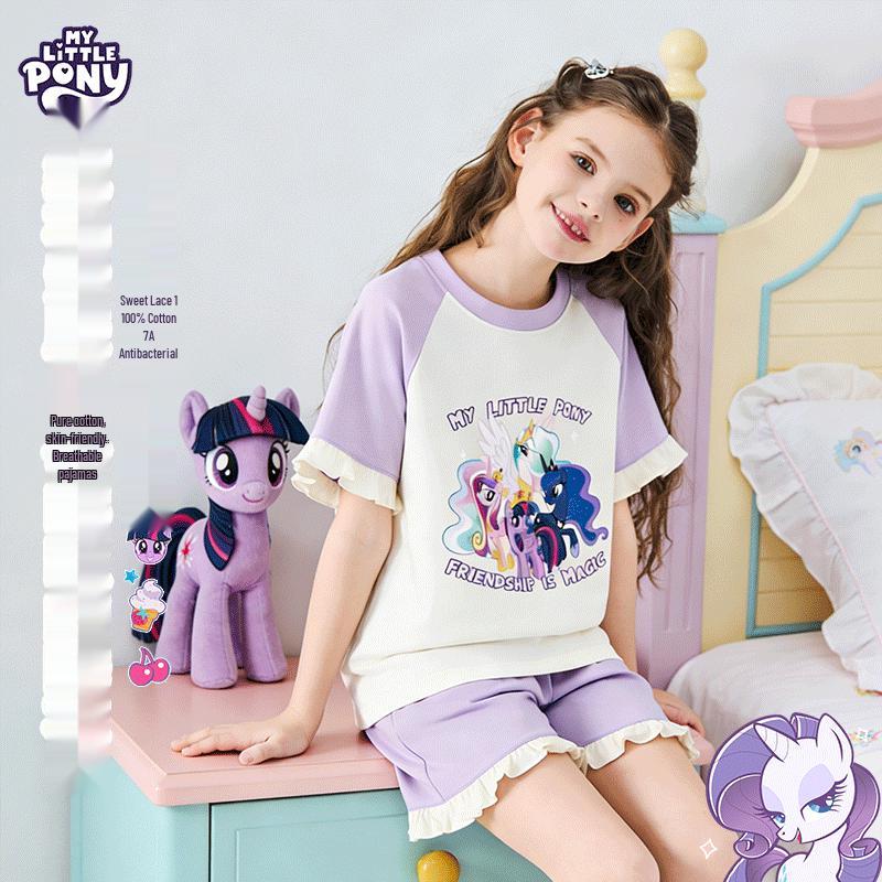 Хлопковый комплект пижамы с коротким рукавом и шортами для девочек My Little Pony
