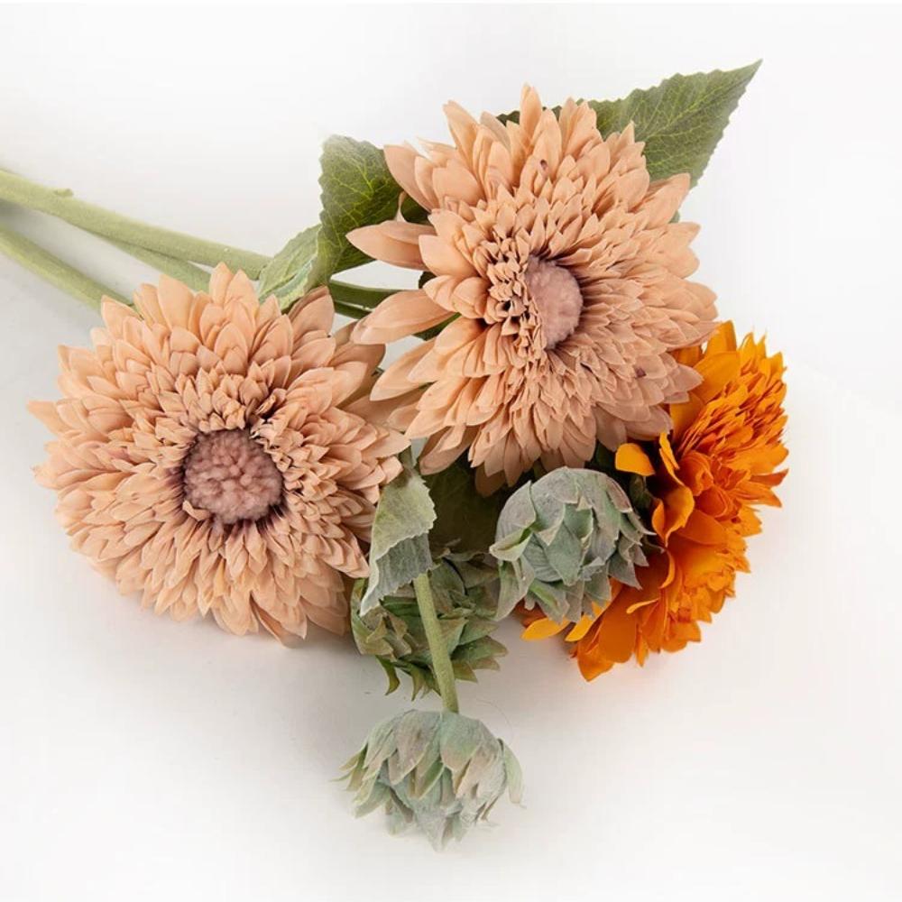 2 шт. Свадебный букет невесты, искусственные цветы подсолнечника, зелень, большой выжженный искусственный цветок для самостоятельного изготовления, декора в виде центральной части, декора цветочной композиции