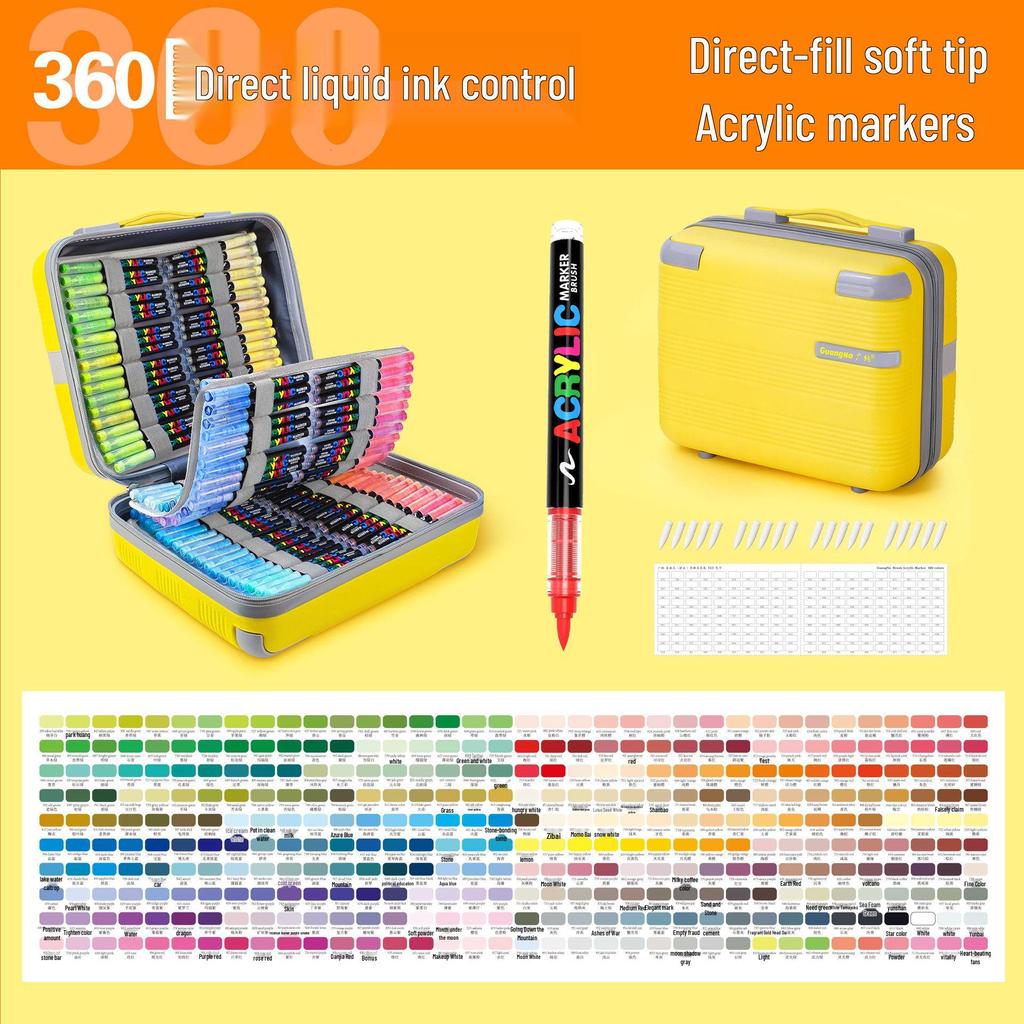 Акриловый маркер Guangna 8101 с жидким мягким наконечником - 288 цветов для DIY граффити и боди-арта