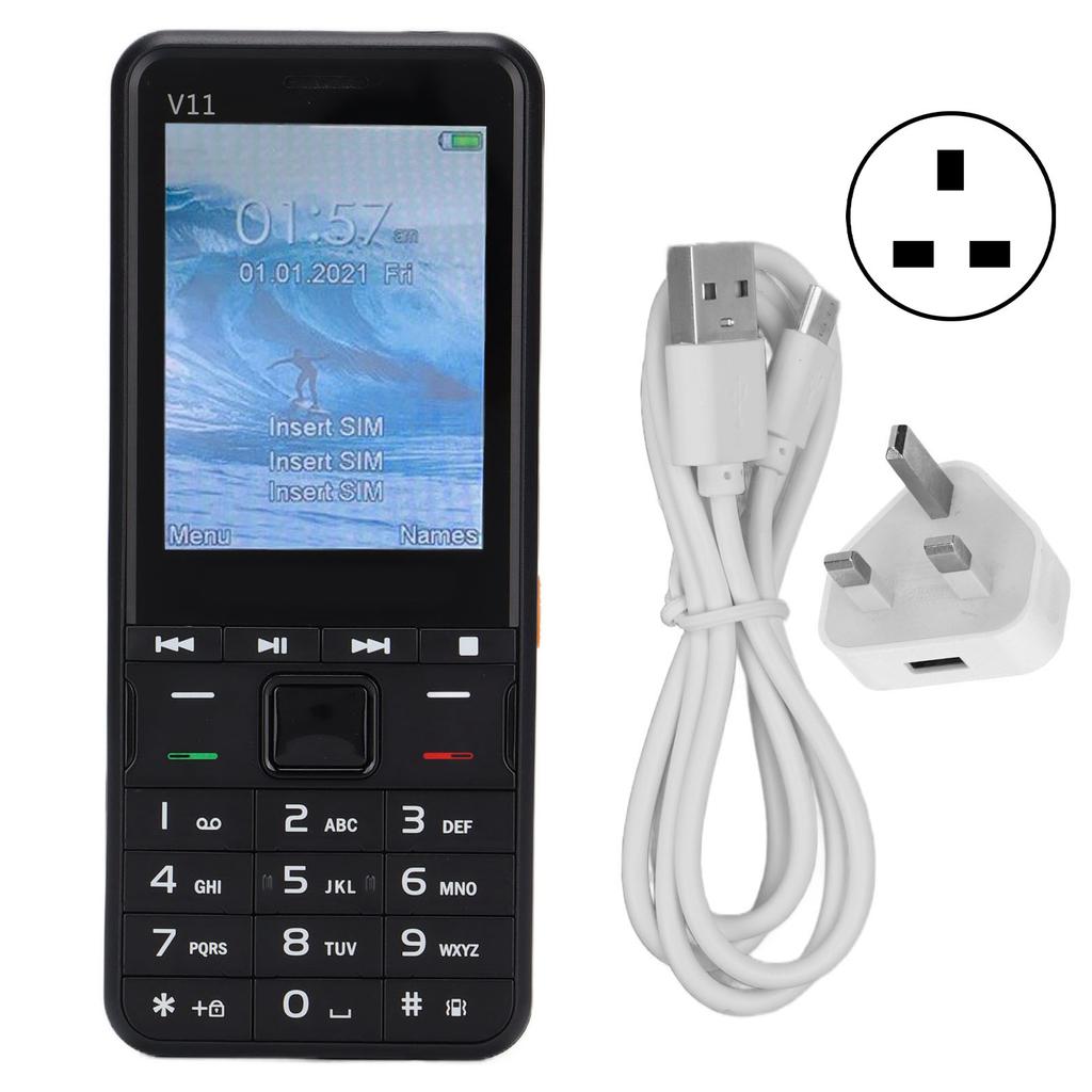 V11 Кнопка 2.8 дюймов Экран 32 МБ+32 МБ 2G GSM 3 SIM карты 3 резервных телефона (черный )