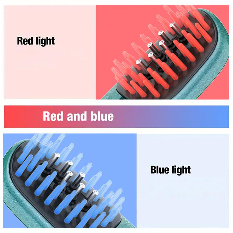 Электрический Жидкий Массажный Гребень Красный Синий Светодиод Вибрационный Массаж Эфирное Масло Жидкий Направляющий Массажер Уход За Волосами Аппликатор Для Кожи Головы