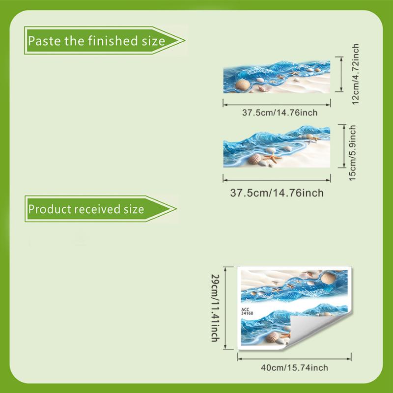Наклейка на унитаз «Морская волна», Декор для ванной комнаты, Реалистичная наклейка на пол «Пляж», Водонепроницаемая, Противоскользящая, Съемная, Декор для ванны и побережья