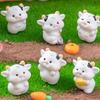 Cartoon Cow Figure Mini Miniatures Animal Garden Terrarium Resin Decorations Stakes Craft Landscaping Sculpture