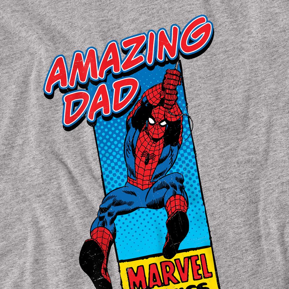 Marvel Comics Mens Amazing Dad Spider-Man Corner Box Heather Fathers Day T-Shirt