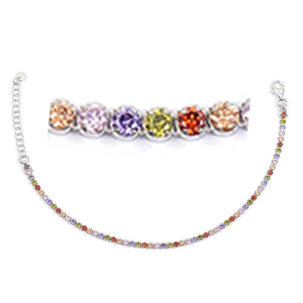 Les Trésors De Lily [R3908] - Silver Bracelet 'Sissi' Multi-colored Silver (rhodium) - 2 Mm