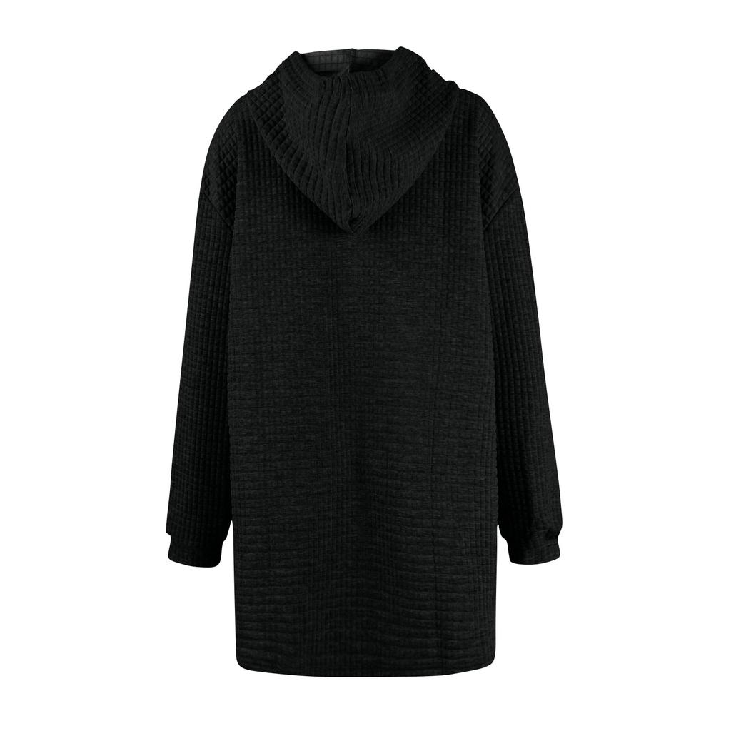 Женская однотонная модная удобная толстовка с капюшоном средней длины с длинным рукавом